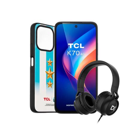 Combo TCL K70 12+128GB Midnight Black + Auricular Vincha Dekkin USB-C