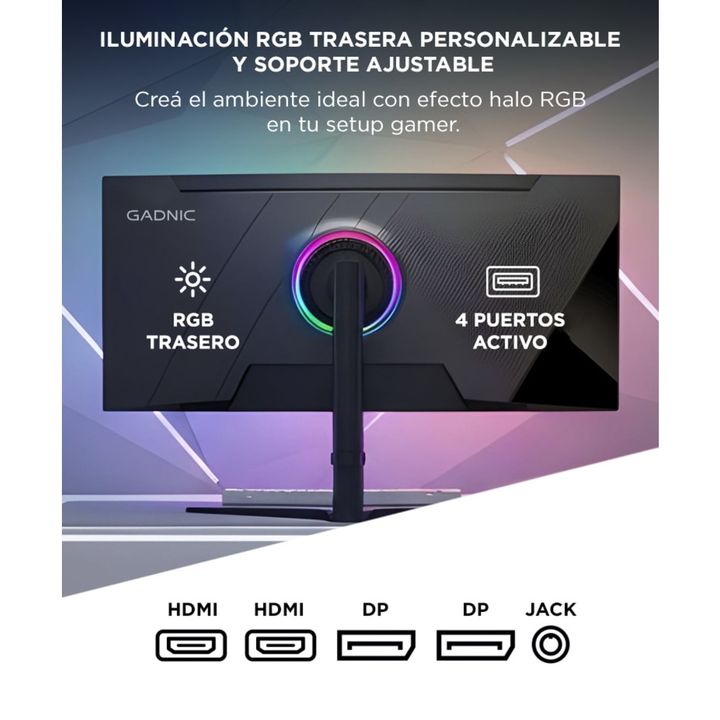 Monitor Gamer Curvo Gadnic X-Micro 34 180Hz QHD RGB - Vista 5