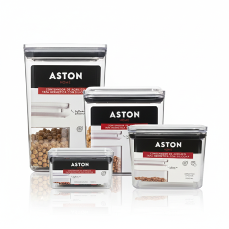 Set x 4 Tapers Contenedores Herméticos Apilable Acrílico Rectangulares Aston