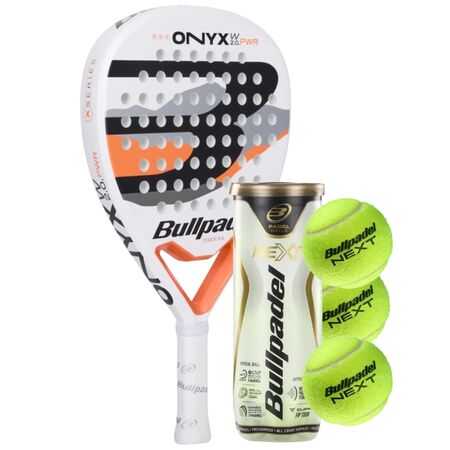 Set Paleta Bullpadel Onyx Power W 2.0 + Tubo De Pelotas Bp Fip Next