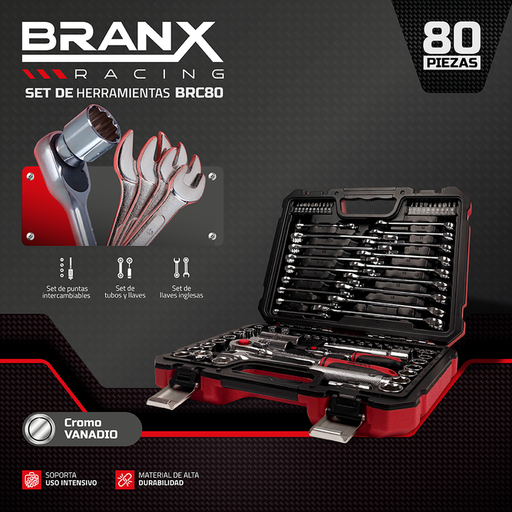 Set Juego De Herramientas Tubos 80 Piezas Branx Racing Crv BCR80 - Vista 2