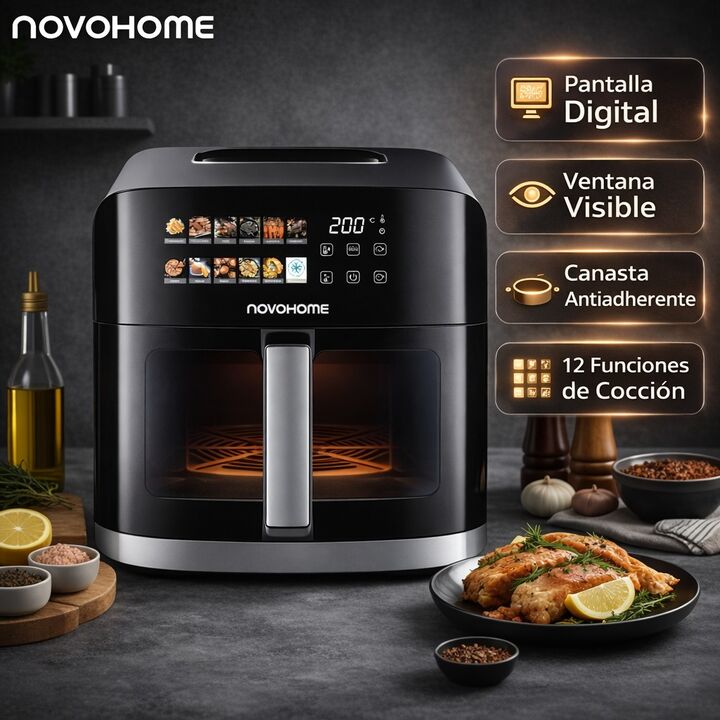 Freidora de Aire Sin Aceite Novohome 8.5L 10 Funciones 1700W - Vista 3