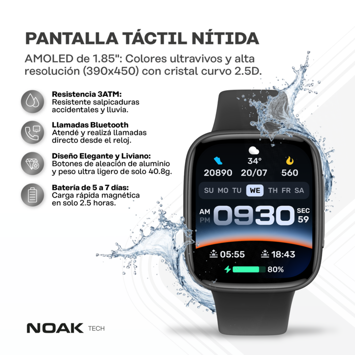 Smartwatch Noak A20 Vision 1.85" Amoled 3ATM - Vista 4