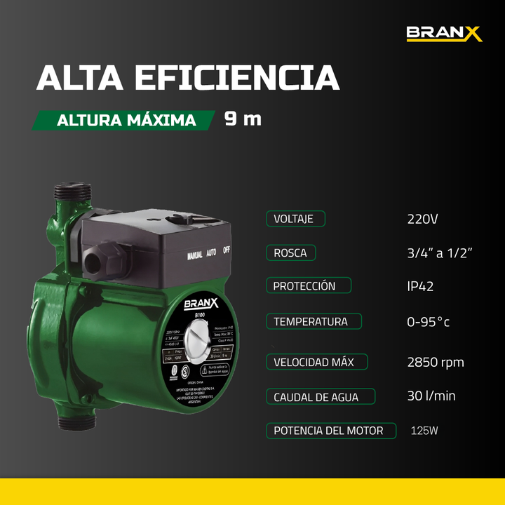 Bomba Presurizadora De Agua Branx 125w Elevadora Presion 9m - Vista 2