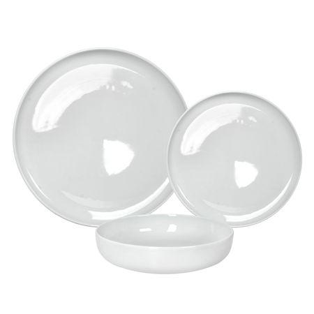 Set 12 Piezas Plato Playo Postre Bowl Hondo Porcelana Blanca Moderna Kutahya