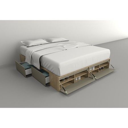 Box de Cama DS Home 2,00 m 4 Cajones 2 Puertas Olmo Gris 203x33x202 cm