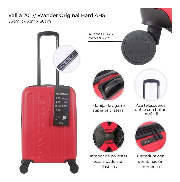 Valija Wanderlust Hard Abs 20 Pulg Expandible Rojo 41111 - Vista 5
