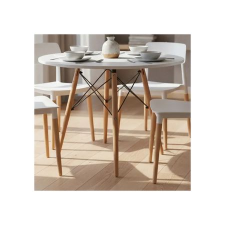 Juego De Comedor Mesa Eames 120+6 Sillas Milan Blanco