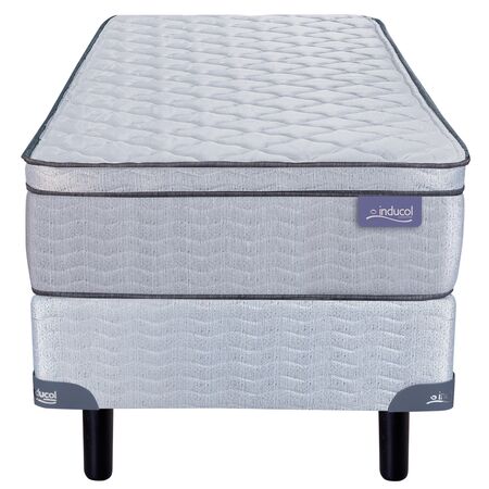 Colchon y Sommier Inducol Pravia 1 Plaza y Media 90x190x24 Resortes Bonnell con Euro pillow Firme