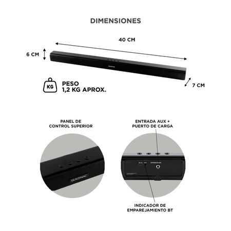 Barra de Sonido Gadnic Bluetooth Para Casa Escritorio Inalámbrico