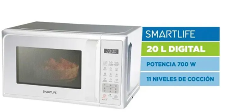 Microondas Smartlife MWO20MDW 20Lts Digital 700Watts Blanco