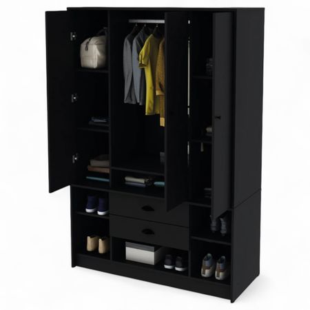 Ropero Placard 4 Puertas 2 Cajones Centro Estant Libe40n