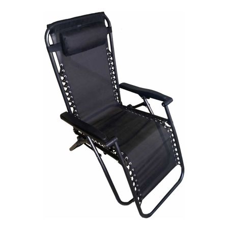 Reposera Jardin Gravedad Zero Tm Negro Hierro Tela Coversol Color Negro