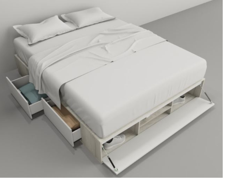 Base Cama Box Linea Minimal 1.60m 4 Cajones Con 1 Puerta 6443 Nevado/Ever Tables - Vista 4