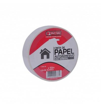 Cinta de papel blanca 48mm x 50m Tacsa