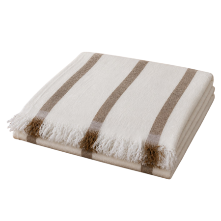 Manta Algodón 150x130 Premium Rayada Beige