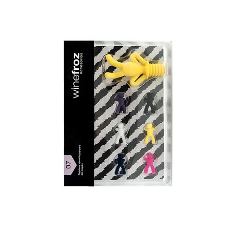 IDENTIFICADORES DE COPAS WINEFROZ - SILICONA, 7 PIEZAS (SET7)
