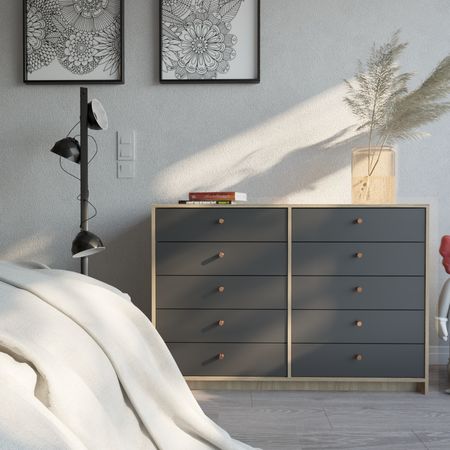 Chifonier 1,27m 10 Cajones Olmo F.|negro M.