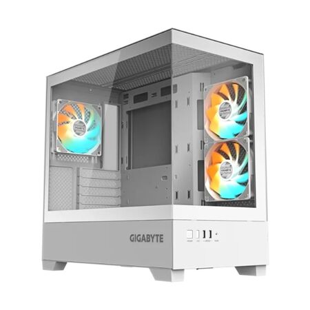Gabinete Gigabyte C201 Panoramic Ice TG x2 Mid-Tower Fan ARGB x3 White