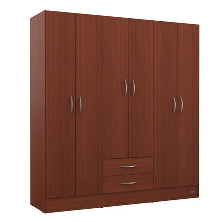 ROPERO PLACARD 6 PUERTAS MOSCONI EXPRESS 2 CAJONES 55985 COLOR CAOBA