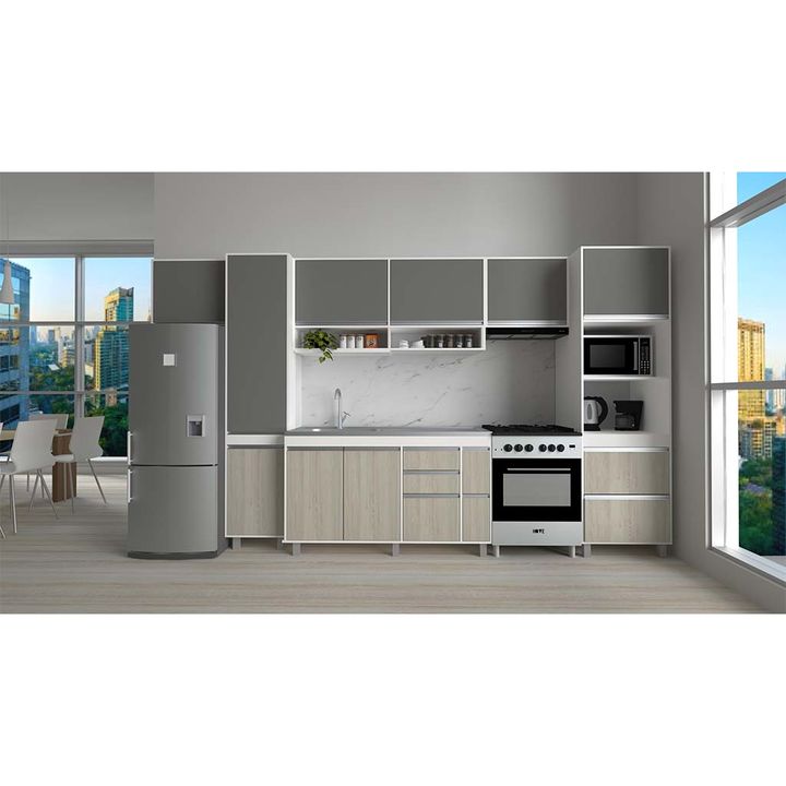 Mueble Multiuso Porta Horno 60 CM 1 Puerta 2 Cajones Gris Sorrento - Vista 2