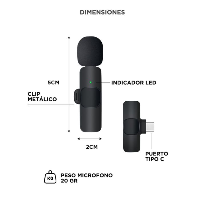 Set de Micrófonos Inalámbricos Minis Gadnic Usb Tipo C - Vista 6