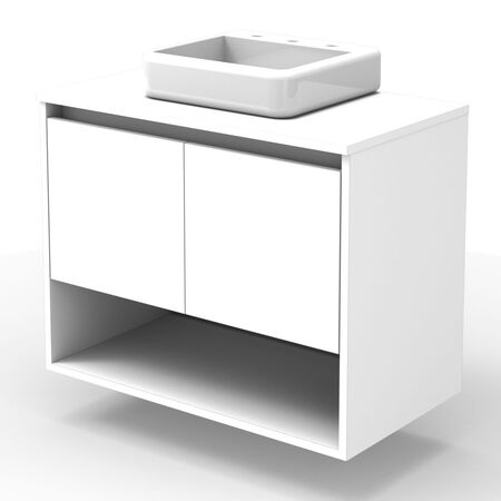 VANITORY COLGANTE DE 80 CM CON BACHA Y 2 PUERTAS BLANCO