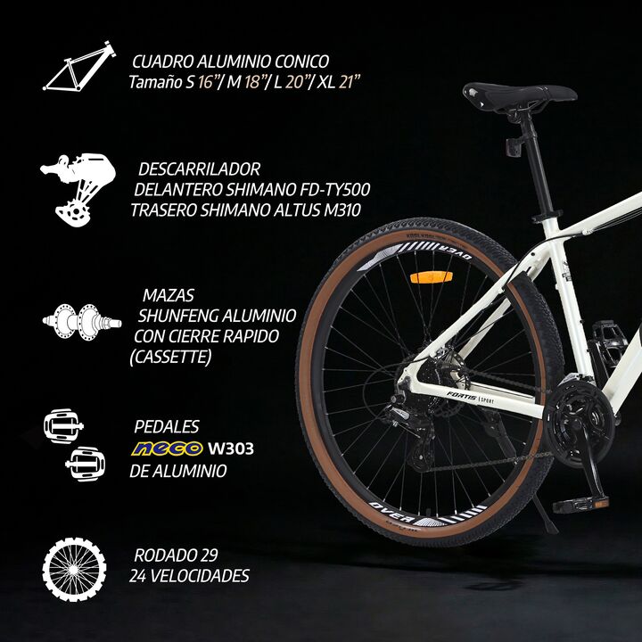 Bicicleta Overtech Fortis Sport 24v Shimano Mtb R29 Aluminio - Vista 14