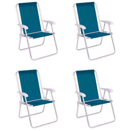 Combo x4 Sillas Respaldo Alto Confort Plegable Alum. Mor