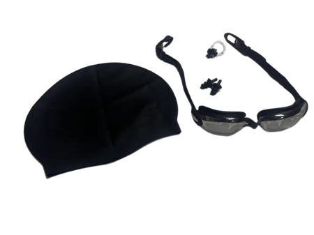 Set de Natación Proline Negro Antiparra Gorro y Tapones MAS11-WS02