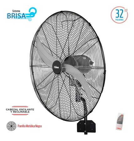Ventilador De Pared Liliana Vwit32 32 2 Aspas Metal Negro Aspas Plata Diámetro 32