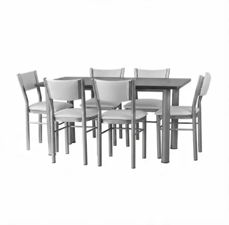 JUEGO COMEDOR CANAD¦ü X 6 PLATINO TIZA MUEBLES AIMARETTI
