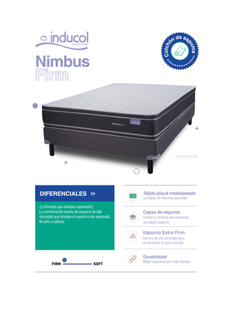 Colchon y Sommier Inducol Nimbus Firm Super king 200x200x26 Espuma de Alta Densidad Doble Pillow