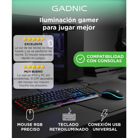 Kit de Gaming Gadnic Teclado + Mouse RGB USB  Retro Iluminado