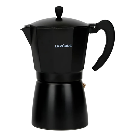 Cafetera Italiana Clásica Aluminio Larhaus 12 Pocillos Negro