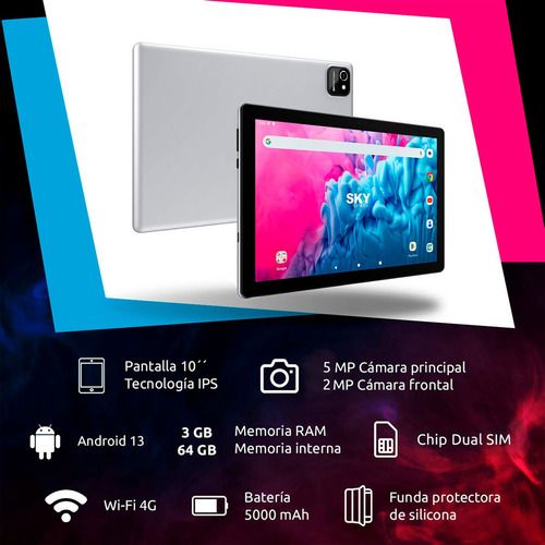 Tablet Sky Pad 10 Max 64gb + 4gb Silver Plateado - Vista 4