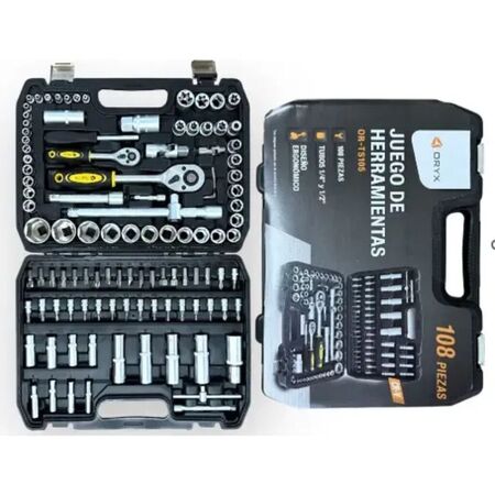 Set ORYX Juego De Llaves Tubo Herramientas 108 Piezas con Maletin Ts105