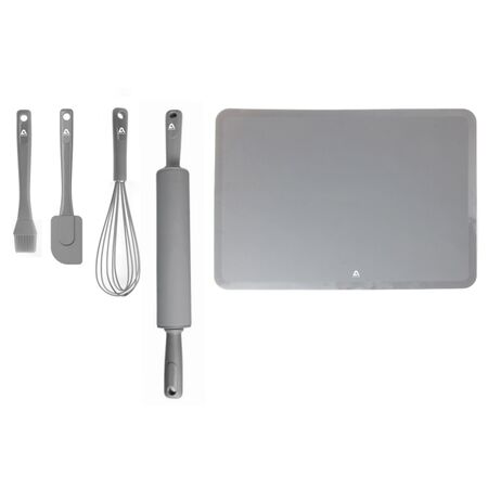 SET DE UTENSILLOS DE SILICONA X5 GRIS ATMA HOME UAH115GN