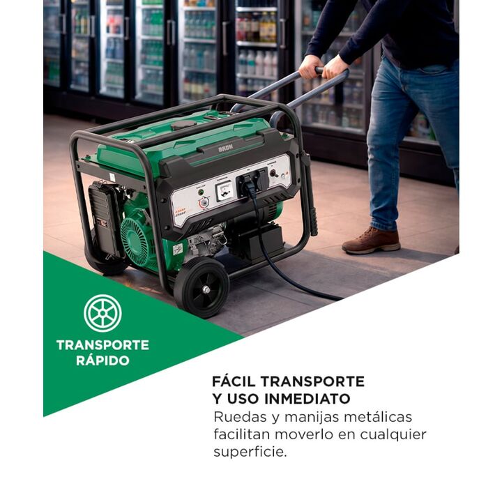 Generador Grupo Electrógeno a Nafta BRON by Gadnic 6500W Portátil Ruedas 220V Arranque Eléctrico - Vista 4