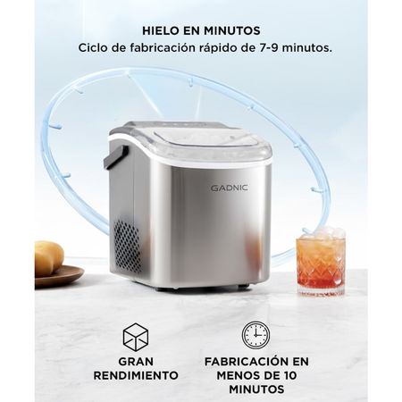 Máquina de Hielo Gadnic Acero Inoxidable con Canasto y Pala