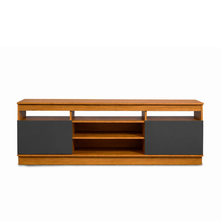 Rack para TV Reforzado 2 Puertas y 3 Estantes Grafito Teca Maximo Milan