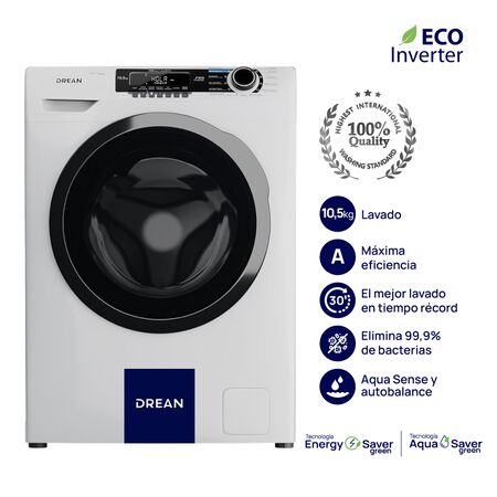 Lavarropas Ecoinverter 10,5 Kg 1200 RPM Blanco Drean LCFDR1012SB0