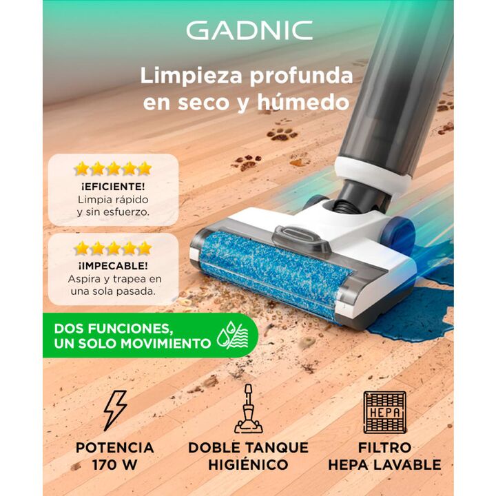 Aspiradora Vertical Trapeadora Gadnic 2 en 1 Aspira en Seco y Húmedo - Vista 2