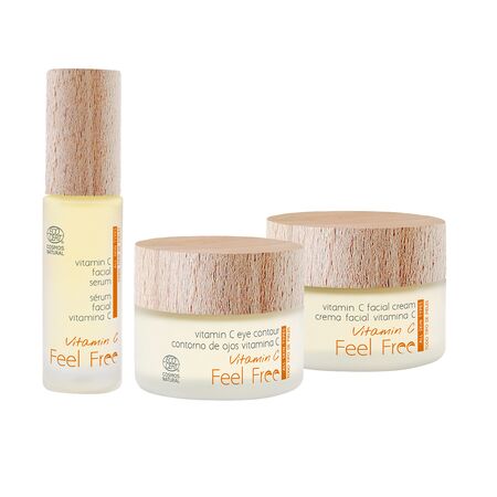 Set Feel Free Crema Facial Contorno Ojos Y Serum Vitamina C