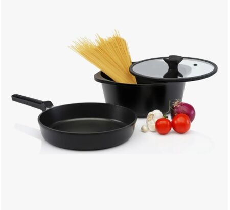 Bateria Cocina Antiadherente 3 Piezas Tio Tito 24cm Aluminio Negro