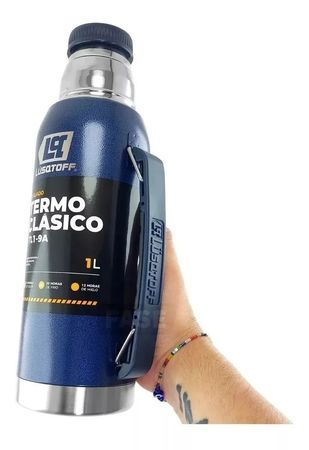 Termo Lusqtoff Clásico Con Manija 1 L Acero Inox Azul