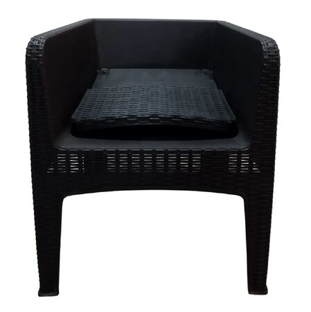 Combo x2 Sillón Plástico Símil Ratan Reforzado Jardin Milo Quality Negro