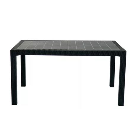 Mesa Simil Rattan Voss Grafito 1.50 Mts Tapa Plástica
