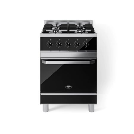 Cocina Semi Industrial Tst Vesta 60 Cm Negra Vidrio Templado - Cocina a Gas