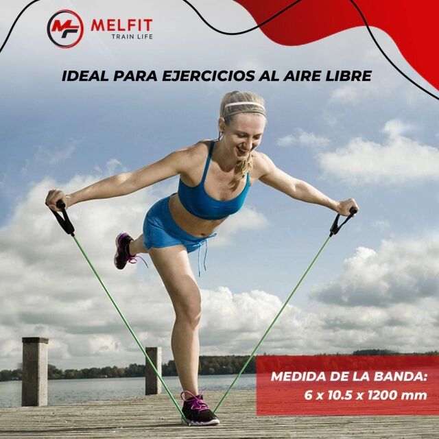 Banda Elastica Con Manijas Melfit Latex Tension Liviana Mf B2 Verde - Vista 5